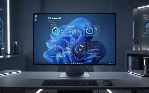 Moderner Computermonitor mit einer sauberen Windows 11-Oberfläche und Leistungsüberwachungs-Widgets. - Foto: über boerse-global.de