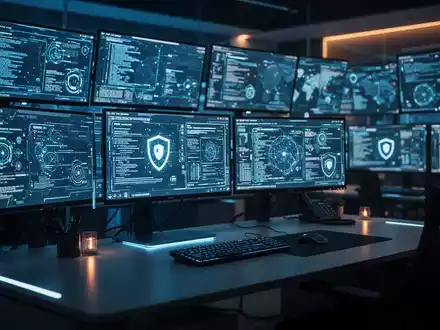 Moderne Cybersicherheitszentrale mit digitalen Datenanzeigen zur internen Sicherheitsüberwachung. - Foto: über boerse-global.de