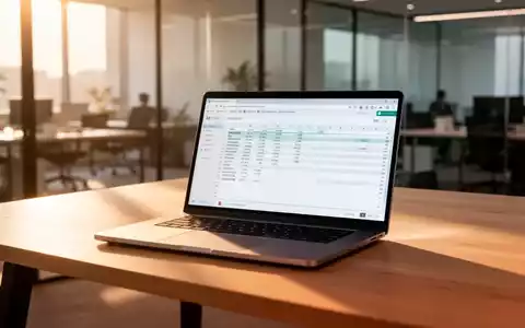 Moderner, minimalistischer Arbeitsplatz mit Laptop und Bürosoftware auf einem Holztisch. - Foto: über boerse-global.de