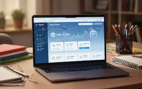 Ein Laptop zeigt einen sicheren Online-Shop, während im Hintergrund Schulmaterialien auf einem Schreibtisch liegen. - Foto: über boerse-global.de