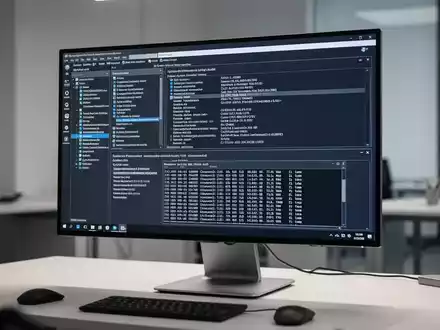 Ein Computermonitor zeigt Windows-Systemberechtigungen und Sicherheitsprotokolle in einem modernen Büro. - Foto: über boerse-global.de