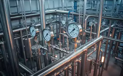 Moderne industrielle Anlage mit Edelstahlrohren und Messgeräten zur Prozessüberwachung. - Foto: über boerse-global.de