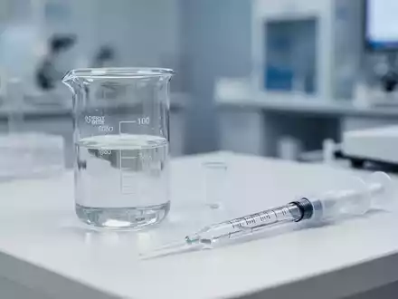 Ein medizinisches Labor mit einem Glasbecher und einer Pipette auf einem sterilen, weißen Arbeitstisch. - Foto: über boerse-global.de