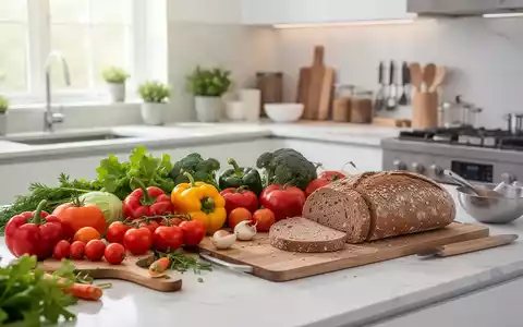 Frisches Gemüse und Vollkornbrot in einer hellen, professionellen Lehrküche als Symbol für gesunde Ernährung. - Foto: über boerse-global.de