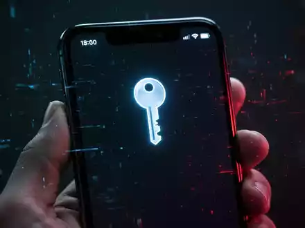 Nahaufnahme eines Smartphone-Displays mit einem Schlüssel-Symbol in der Statusleiste als Warnsignal für Sicherheitsrisiken. - Foto: über boerse-global.de