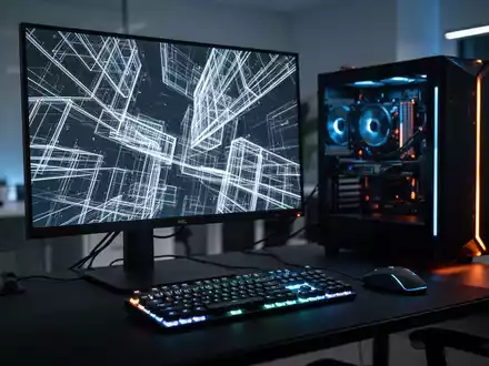 Moderner Gaming-PC mit hochauflösendem Monitor und mechanischer Tastatur in professionellem Arbeitsbereich. - Foto: über boerse-global.de