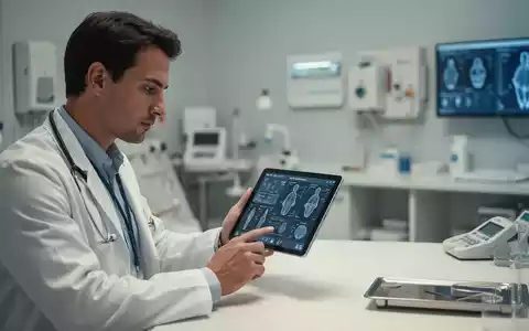 Ein Arzt betrachtet in einem modernen Behandlungszimmer medizinische Daten auf einem Tablet. - Foto: über boerse-global.de