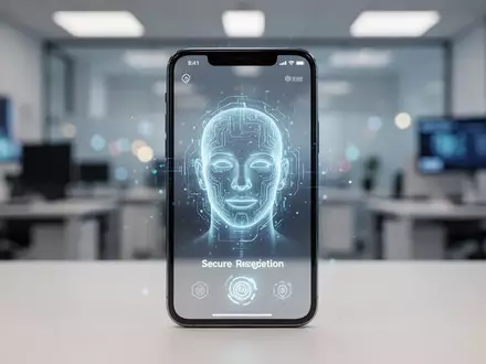 Smartphone-Display mit biometrischer Gesichtserkennung für die Sicherheit von Google-Konten. - Foto: über boerse-global.de