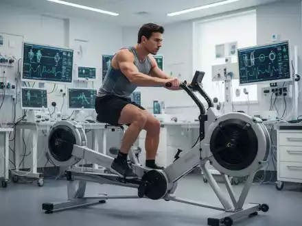 Sportler beim Training auf einem medizinischen Ergometer in einem modernen Labor zur Leistungsdiagnostik. - Foto: über boerse-global.de