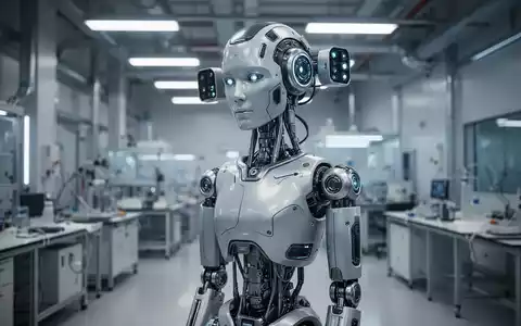 Ein hochmoderner humanoider Roboter steht in einem technologischen Forschungslabor. - Foto: über boerse-global.de