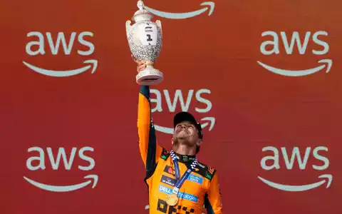 Lando Norris triumphiert auf dem Hungaroring. - Foto: Darko Bandic/AP/dpa