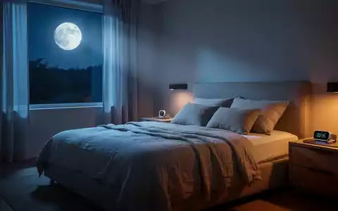 Modernes Schlafzimmer bei Nacht mit sanfter Beleuchtung, Fokus auf Erholung und Schlafqualität. - Foto: über boerse-global.de