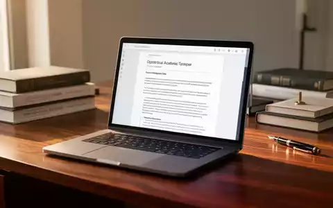 Laptop mit professioneller Dokumentvorlage auf einem sauberen Holztisch mit Nachschlagewerken. - Foto: über boerse-global.de