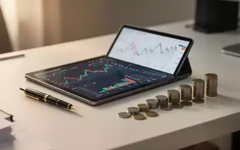 Ein moderner Schreibtisch mit einem Tablet für Finanzanalysen und geordneten Münzstapeln als Symbol für Liquiditätsplanung. - Foto: über boerse-global.de