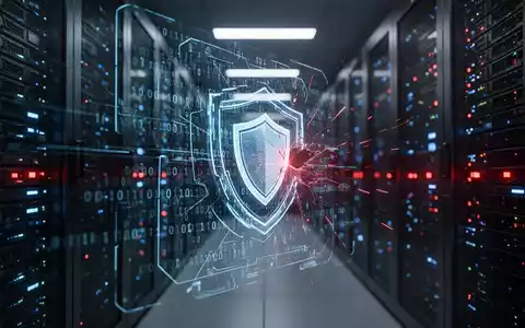Digitale Visualisierung von Serverinfrastruktur mit Warnsymbolen und binärem Code als Metapher für Cyberangriffe. - Foto: über boerse-global.de