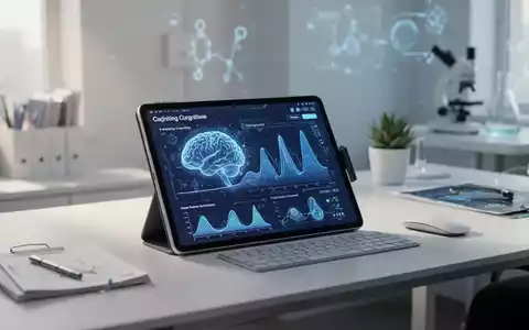Modernes Tablet mit kognitiven Trainingsgrafiken auf einem aufgeräumten Schreibtisch als Symbol für digitale ADHS-Therapie. - Foto: über boerse-global.de