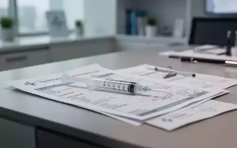 Eine medizinische Spritze und eine Patientenakte auf einem Schreibtisch als Symbol für die Langzeittherapie bei Adipositas. - Foto: über boerse-global.de