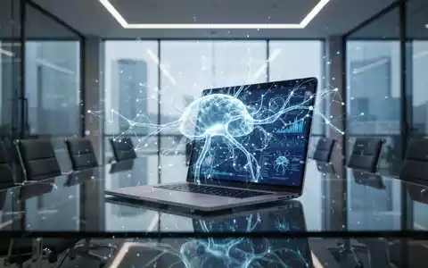 Abstraktes digitales Netzwerk auf einem Laptop-Bildschirm in einem modernen Büro als Symbol für KI-Transparenz. - Foto: über boerse-global.de