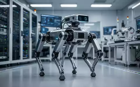 Fortschrittlicher industrieller vierbeiniger Roboter in einer modernen High-Tech-Fabrik in Taiwan. - Foto: über boerse-global.de