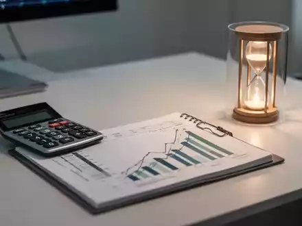 Ein Schreibtisch mit Taschenrechner und Finanzgrafiken als Symbol für die Altersvorsorgeplanung. - Foto: über boerse-global.de