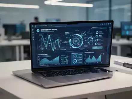 Laptop-Bildschirm mit Geschäftspräsentation, Integration von KI-Tools für professionelle Arbeitsabläufe. - Foto: über boerse-global.de