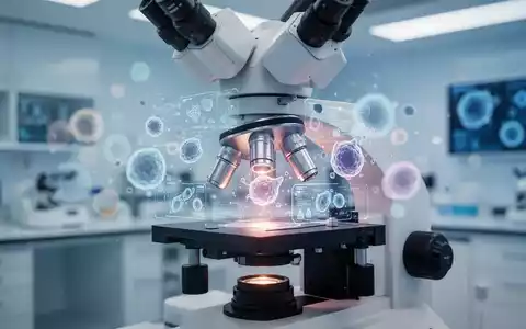 Modernes medizinisches Labor mit Mikroskop und digitalen Datenvisualisierungen zur Stammzellforschung. - Foto: über boerse-global.de