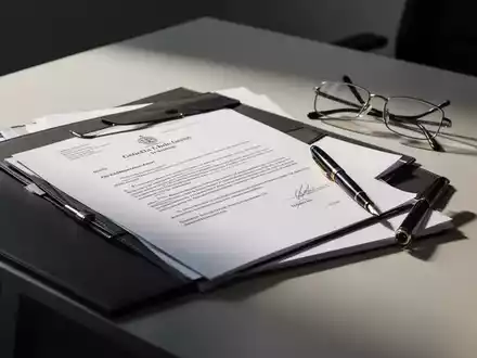 Ein juristisches Dokumenten-Set auf einem modernen Bürotisch als Symbol für arbeitsrechtliche Kündigungsverfahren. - Foto: über boerse-global.de