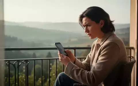 Eine Person sitzt nachdenklich mit einem Smartphone auf einem Balkon vor einer ruhigen Urlaubslandschaft. - Foto: über boerse-global.de