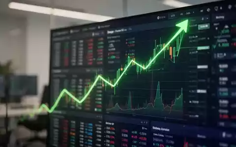 Steigende grüne Aktienkurslinie auf einem digitalen Finanz-Dashboard. - Foto: über boerse-global.de