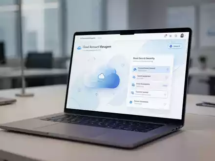 Ein moderner Laptop-Bildschirm zeigt ein abstraktes Interface zur Verwaltung von Cloud-Konten und Sicherheitseinstellungen. - Foto: über boerse-global.de