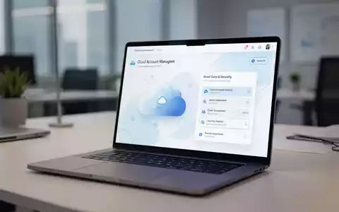 Ein moderner Laptop-Bildschirm zeigt ein abstraktes Interface zur Verwaltung von Cloud-Konten und Sicherheitseinstellungen. - Foto: über boerse-global.de