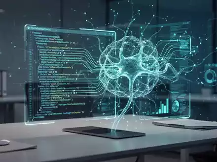 Abstraktes digitales neuronales Netzwerk und optimierte Datenströme in einem modernen, professionellen Arbeitsumfeld. - Foto: über boerse-global.de