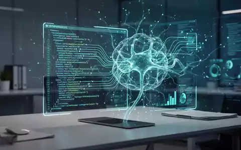 Abstraktes digitales neuronales Netzwerk und optimierte Datenströme in einem modernen, professionellen Arbeitsumfeld. - Foto: über boerse-global.de