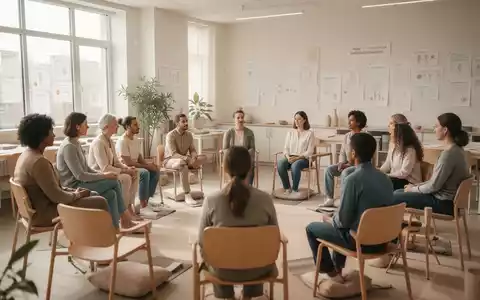 Menschen in einem hellen Kursraum bei einem Workshop zur psychischen Gesundheit und Prävention. - Foto: über boerse-global.de