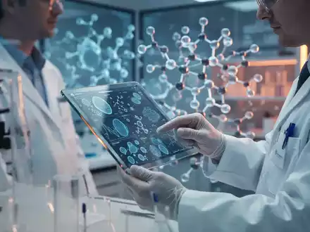 Wissenschaftler in einem modernen Labor bei der Analyse von Daten zur biologischen Altersforschung. - Foto: über boerse-global.de
