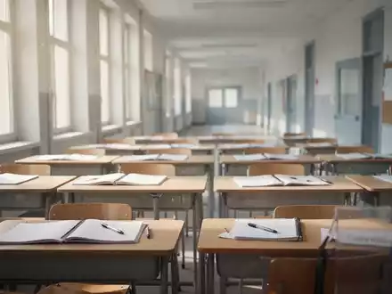 Ein moderner, heller Klassenraum in einer französischen Schule ohne Mobiltelefone auf den Tischen. - Foto: über boerse-global.de