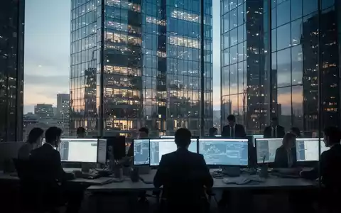 Ein beleuchtetes Bürogebäude im Finanzviertel bei Dämmerung, das die Arbeitsatmosphäre im Investmentbanking symbolisiert. - Foto: über boerse-global.de