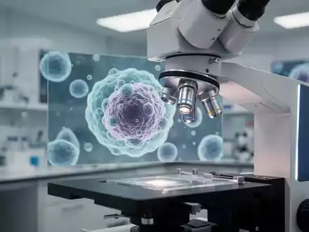 Mikroskopische Aufnahme von biologischen Zellstrukturen in einem modernen medizinischen Labor. - Foto: über boerse-global.de