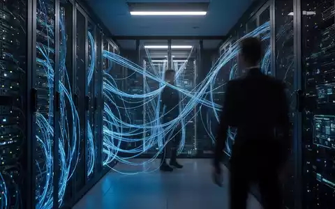 Ein moderner Serverraum mit leuchtenden Glasfaserkabeln, der die technologische Infrastruktur und Sicherheitsaspekte von KI symbolisiert. - Foto: über boerse-global.de