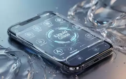 Moderner Smartphone-Bildschirm mit schlankem, transluzentem Liquid-Glass-Interface in sanften Blau- und Silbertönen. - Foto: über boerse-global.de