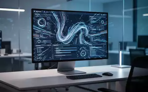 Moderner Computerarbeitsplatz mit High-End-Monitor, der digitale Systemeinstellungen und Datenströme anzeigt. - Foto: über boerse-global.de