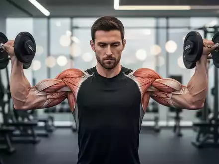 Sportler beim kontrollierten Seitheben mit Hanteln für gezieltes Schultertraining in einem modernen Fitnessstudio. - Foto: über boerse-global.de