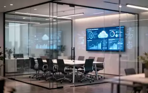 Modernes Büroinnenraum mit verschwommenem digitalen Dashboard für Unternehmens-Cloud und Daten-Governance. - Foto: über boerse-global.de