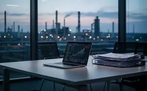 Ein leerer Büroarbeitsplatz in einer Industrieumgebung symbolisiert den steigenden Druck und Stellenabbau auf dem Arbeitsmarkt. - Foto: über boerse-global.de