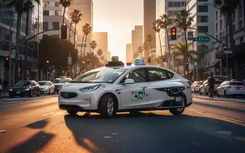 Ein autonomes Waymo-Robotaxi auf einer Straße in Los Angeles bei Tagesanbruch. - Foto: über boerse-global.de