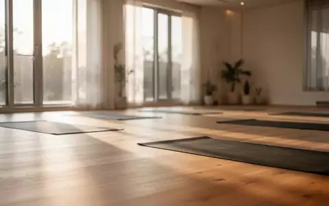 Minimalistisches Yoga-Studio mit natürlichem Licht, das eine Atmosphäre der Entspannung und Regeneration ausstrahlt. - Foto: über boerse-global.de