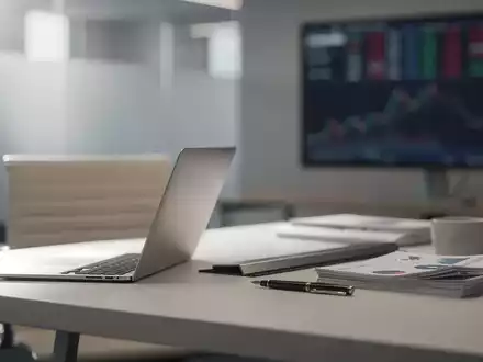 Abstrakte Finanzgrafik mit einem verschwommenen Aktien-Ticker auf einem Monitor in einer professionellen Büroumgebung. - Foto: über boerse-global.de