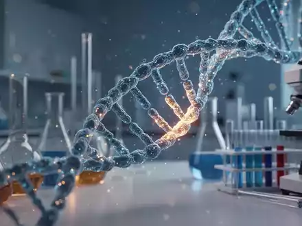 Abstrakte Darstellung einer DNA-Doppelhelix in einem modernen medizinischen Forschungslabor. - Foto: über boerse-global.de