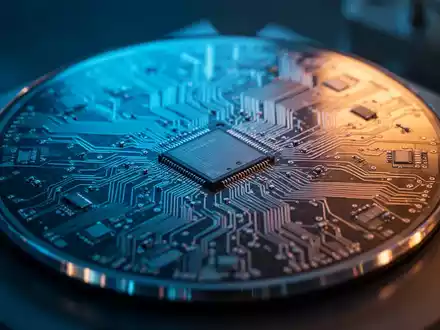 Ein moderner Silizium-Wafer mit komplexen Mikrochip-Schaltkreisen in einer hochmodernen Fertigungsumgebung. - Foto: über boerse-global.de