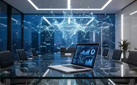 Moderner Büroraum mit leuchtender digitaler Datenvisualisierung für KI-Integration. - Foto: über boerse-global.de